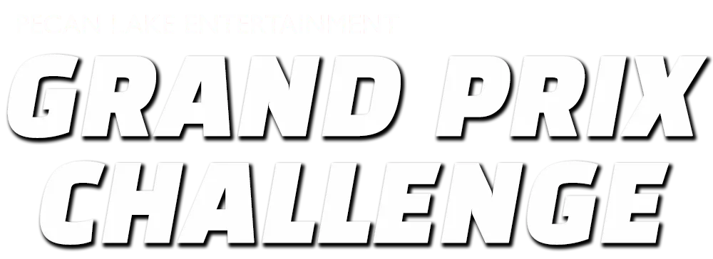 Stylized white text reading “GRAND PRIX CHALLENGE” with a dark drop shadow on a light background